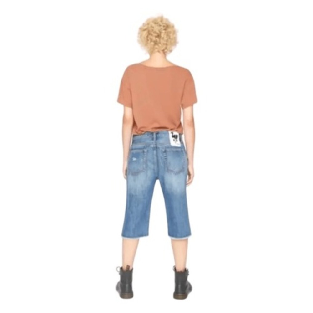 Free People X Sandrine Rose Jean Shorts Jorts Bermuda Hi-Rise Distressed 28 - Picture 5 of 9